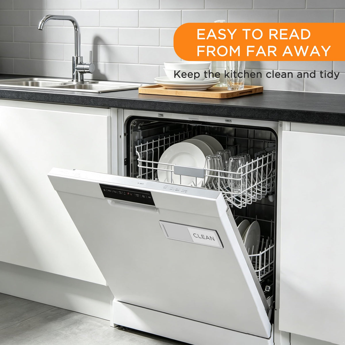 Clean Dirty Magnet for Dishwasher Simple Design，Black White Black White