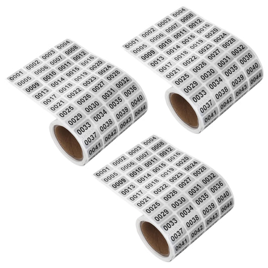 cobee 0001 to 2000 Inventory Number Vinyl Stickers 3 Roll Self Adhesive Consecutive Number Labels 0.39" x 0.78" Waterproof Numbered Tag Decal for Storage Organizing Moving Box Labeling Classification
