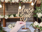 Please Sign Table Sign,Wooden Wedding Party Decoration,Wedding Guest Book Please Table Decoration for Bridal Shower Party Decoration