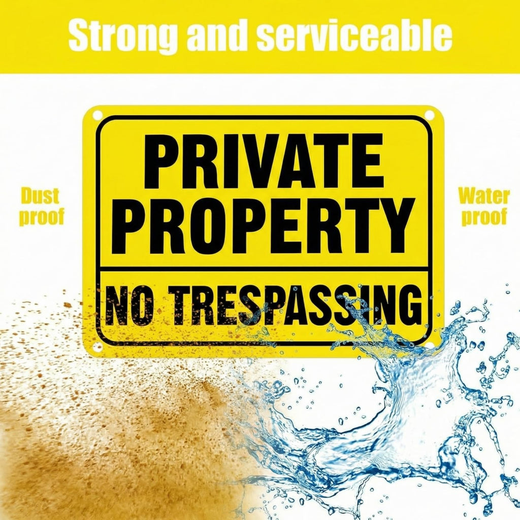 LEIFIDE 12pcs No Trespassing Private Property Signs 7 x 10 Inch Metal Reflective Aluminum No Trespassing Sign Weatherproof Warning for Property Security(High Visibility, Bright Yellow, Black)