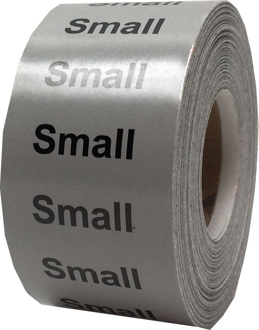 Gray Small Clothing Size Strip Stickers 1.25 x 5 Inch 125 Labels on a Roll Gray Small