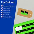 Avery Printable Rectangle Labels, Sure Feed Technology, 1-13/16" x 2-3/16", Neon Green Labels, Print-to-The-Edge, Laser/Inkjet Printable, 240 Total, Great for Mailing 240 labels
