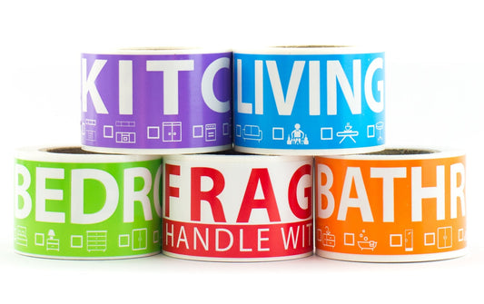 250 Home Moving Labels for 1 Bedroom House. 50 Labels Per Room, 5 Pre-Printed Color-Coded Labels, Includes Fragile Moving Stickers for Moving Boxes, Moving Supplies, Wardrobe Boxes, Apartment Sticker