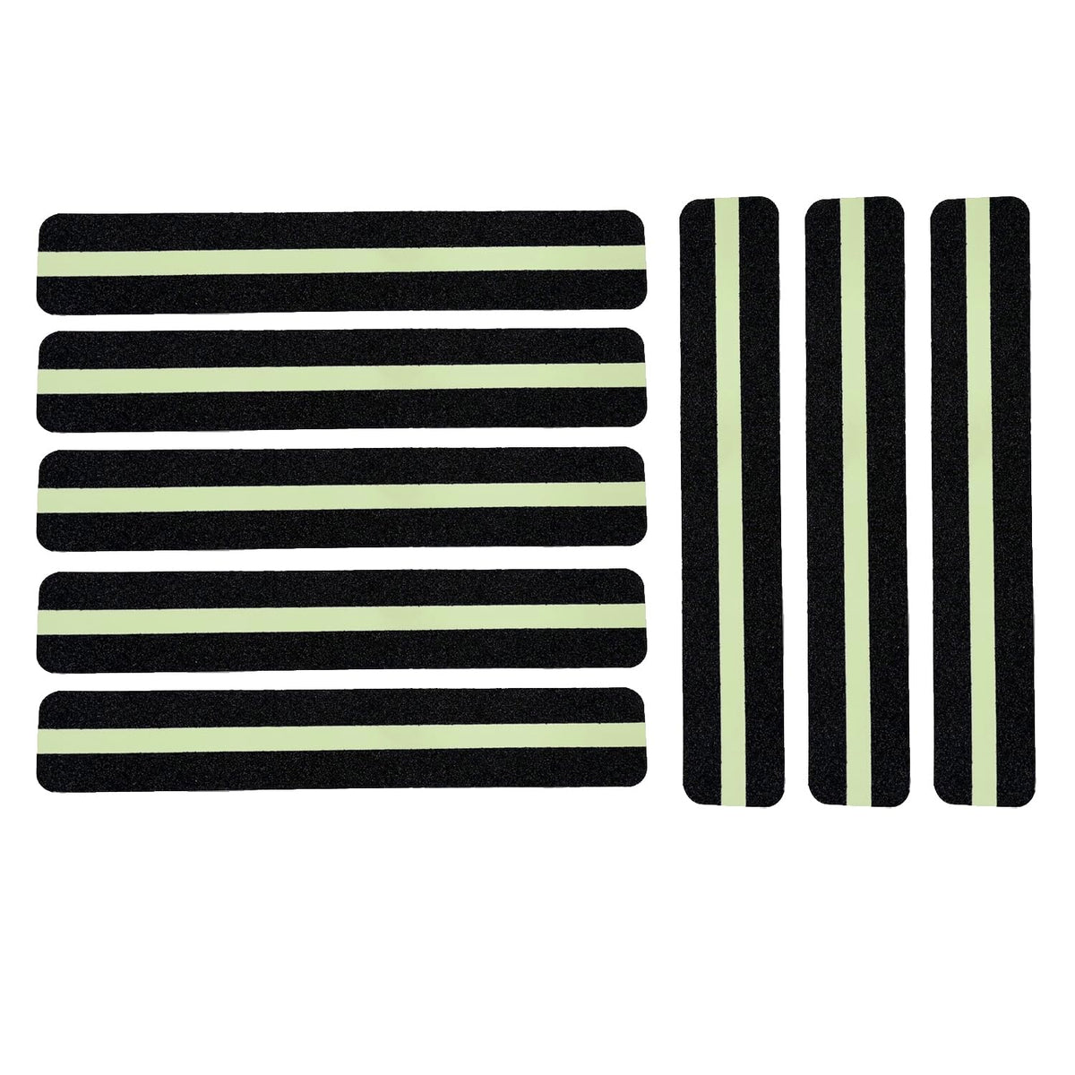 12-Pack Anti Slip Traction Tape with Glow in The Dark, 1.57inch x 13inch, Non-Slip Grip Adhesive Tape to Indoor or Outdoor Stair,Tubs, Boats, Safety Grip Tape Non Skid for Stair Steps #03Black with Glow 1.57 inch x 13 inch 12pcs