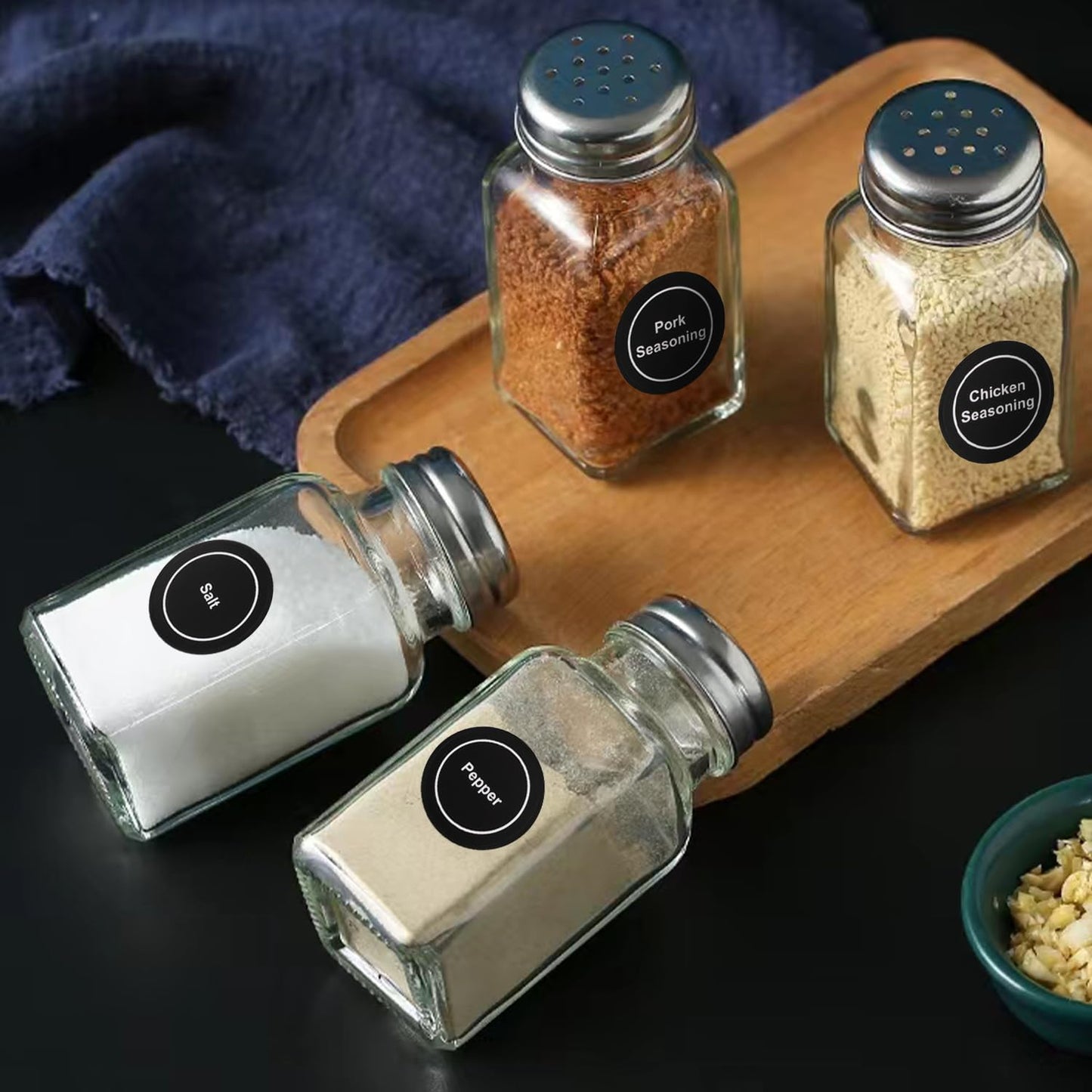 Black Spice Jar Labels Removable Spice Labels Stickers for Kitchen Pantry Food Containers