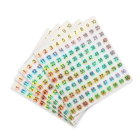 10 Sheet Number Stickers, Self-Adhesive Small Round Office Labels, Reflective Laser Numbered Stickers for Inventory Storage, Nail Polish Bottles, Swatch Sticks & Lipsticks