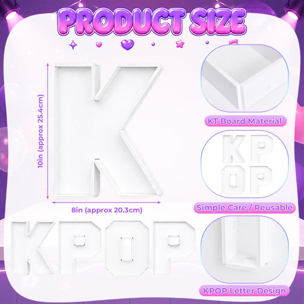 Kpop Birthday Decorations, 10 Inch KPOP Letter Food Trays, 4 Pcs