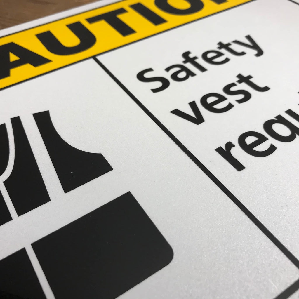 TRADESAFE Caution Safety Vest Required Sign, Aluminum PPE Safety Signs