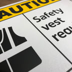 TRADESAFE Caution Safety Vest Required Sign, Aluminum PPE Safety Signs