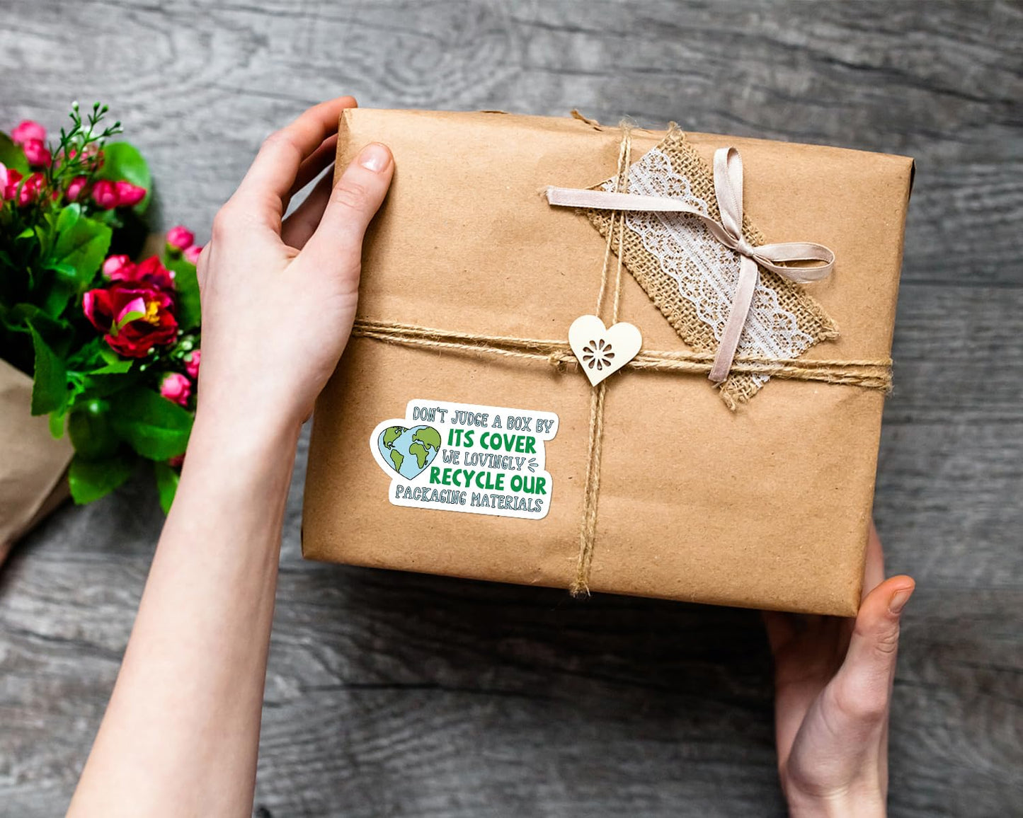 500Pcs Cute Small Business Stickers Lable, Funny Packaging, Thank You Package Sticker, Recycle Recycling Sticker, Reused Box, Mail Envelopes Shipping Stickers Don't Judge a Box