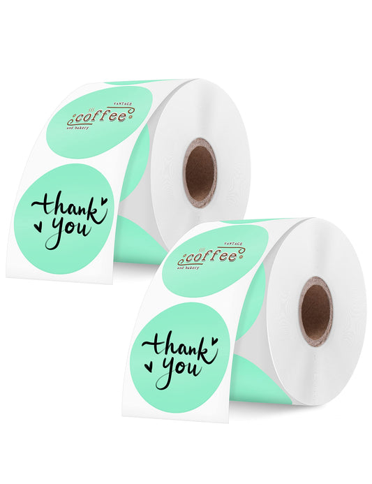 2 Inch Green Round Thermal Labels, Self-Adhesive Circle Direct Thermal Sticker Label, Multi-Purpose Thermal Sticker for DIY Logo Design, Name Tag, QR Code, Inventory - 1500 Labels/2 Roll, Green