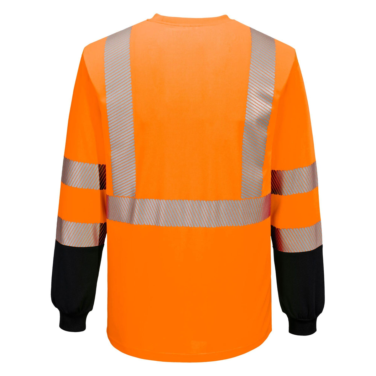 Portwest S197 Hi Vis Long Sleeve Safety Work T Shirt with Segmented Reflective Tape Breathable Moisture Wicking Crew Neck Pocket ANSI Class 3, Orange, 5X-Large Orange/Black