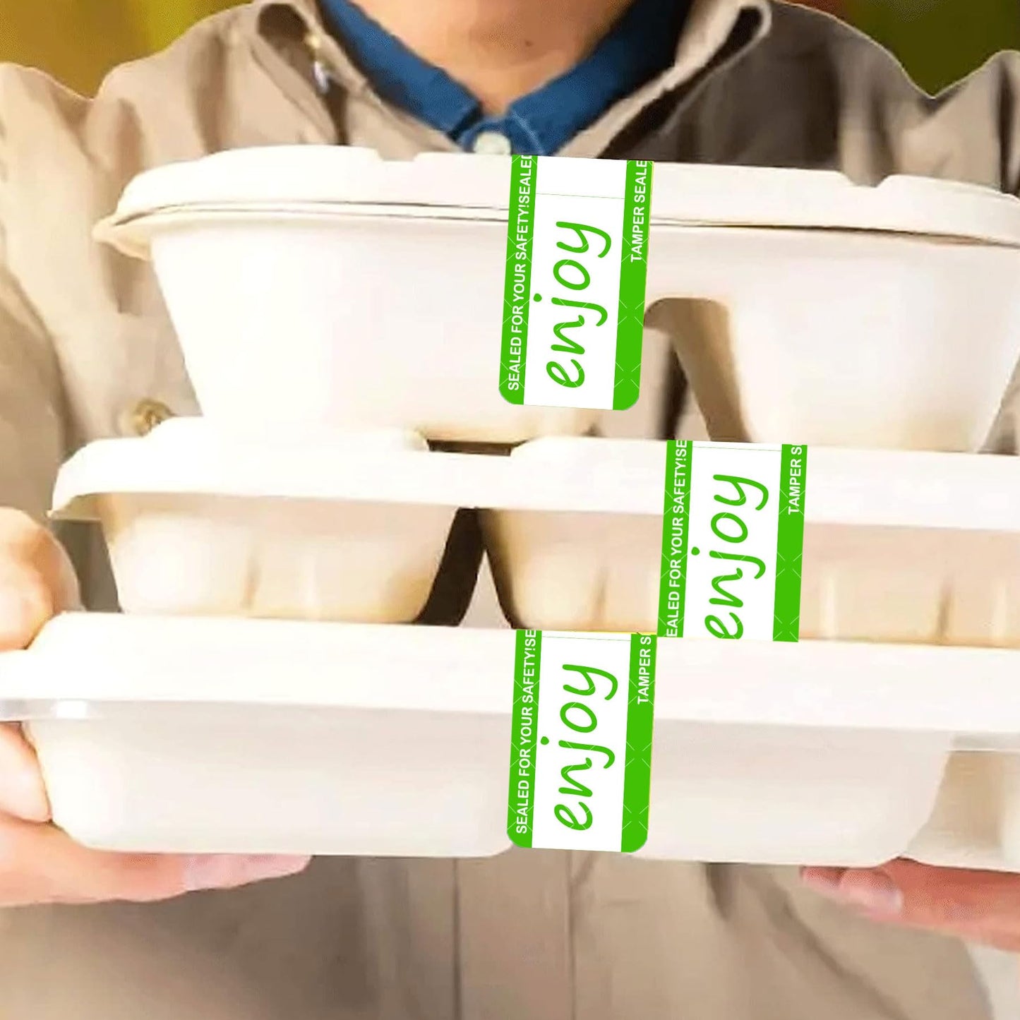 Tamper-Evident Sealed Freshness Labels 1 x 3 inch Tamper Evident Food Package Stickers 500 PCS Food Delivery Stickers- Adhesive Sticker for Safe Food Delivery Food Containers Bags