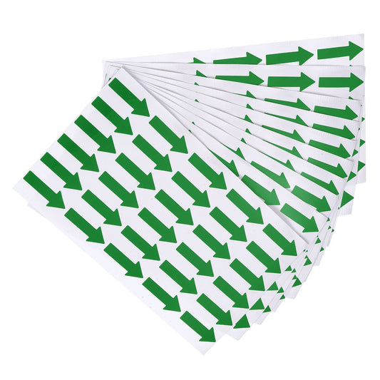 PATIKIL Small Arrow Sticker Label 1.2x0.4, 600 Pcs Adhesive Color Coding Sign Decal for Gas Flow Direction Inspection Defect Marking, Green
