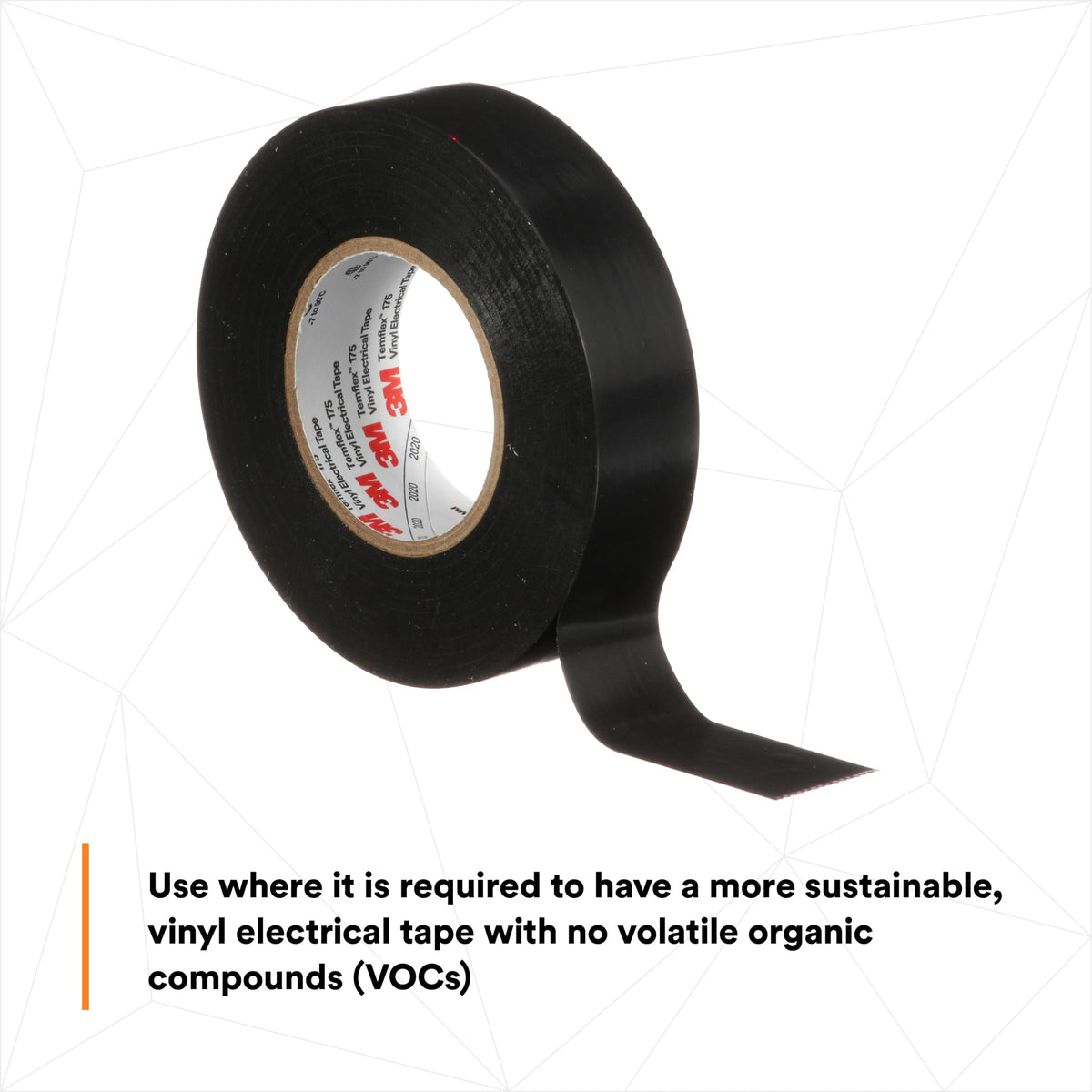 3M Temflex Vinyl Electrical Tape 175, 3/4 in x 60 ft, Black, 10 Rolls