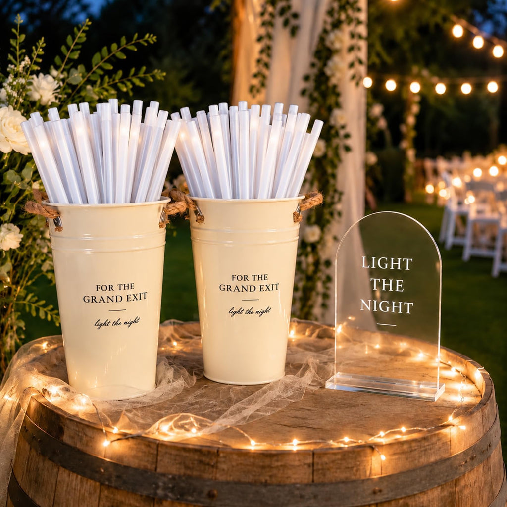 2 Pack Wedding Display Buckets, Galvanized Metal, 9.8 Inch