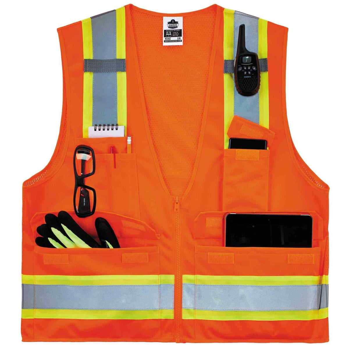Ergodyne - 24069 GloWear 8248Z ANSI Two-Tone Surveyors Reflective Safety Vest, Orange, 4XL/5XL 4X-Large-5X-Large