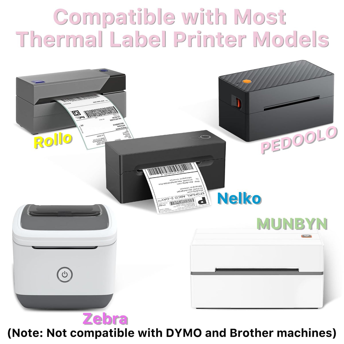 2x2 Thermal Labels, Square Thermal Label Stickers, Pink