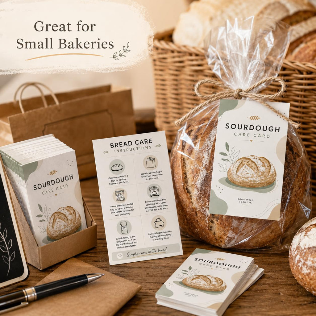 100 Sourdough Bread Care Instruction Cards, 2 x 3.5 in