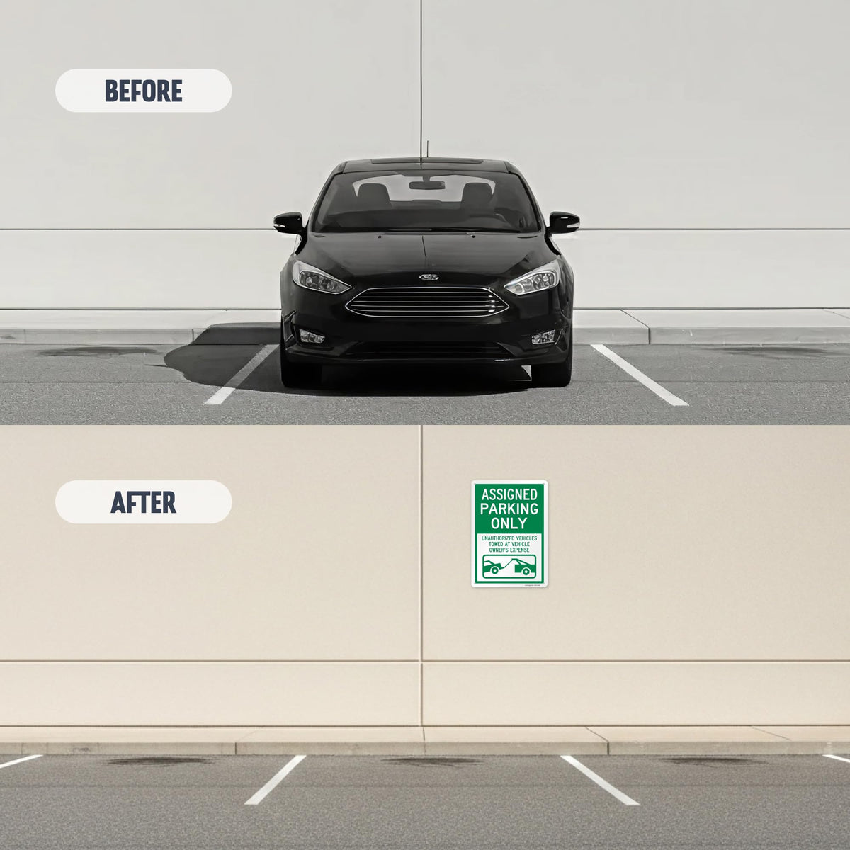 SmartSign 14 x 10 inch “Assigned Parking Only, Unauthorized Vehicles Towed” Metal Sign, 40 mil Laminated Rustproof Aluminium, White and Green, Made in USA 14x10 inches
