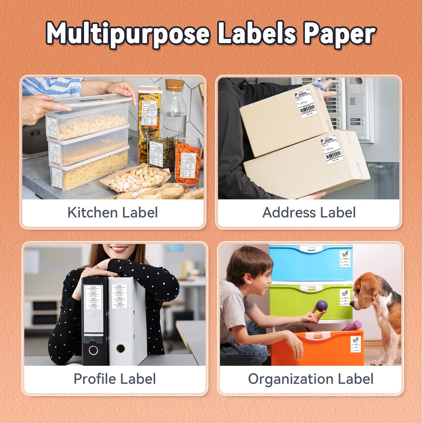 [3x110 pcs] Phomemo Thermal Sticker Label Paper, Multi-Purpose Self-Adhesive Tag for M110, M220, M120, M200, M221,M150,M250 Label Maker, Phomemo Original Labels 1.96"x2.75" (50x70mm), Black on White 1.96"x2.75" Address Labels