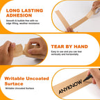 Eco Friendly Moving Tape (3 Pack), 2 Inch x 55 Yards, Strong Self-Adhesive Kraft Paper Tape for Boxes, Writable & Hand Tearable, Natural Rubber Brown Shipping Tape, Plastic-Free 3