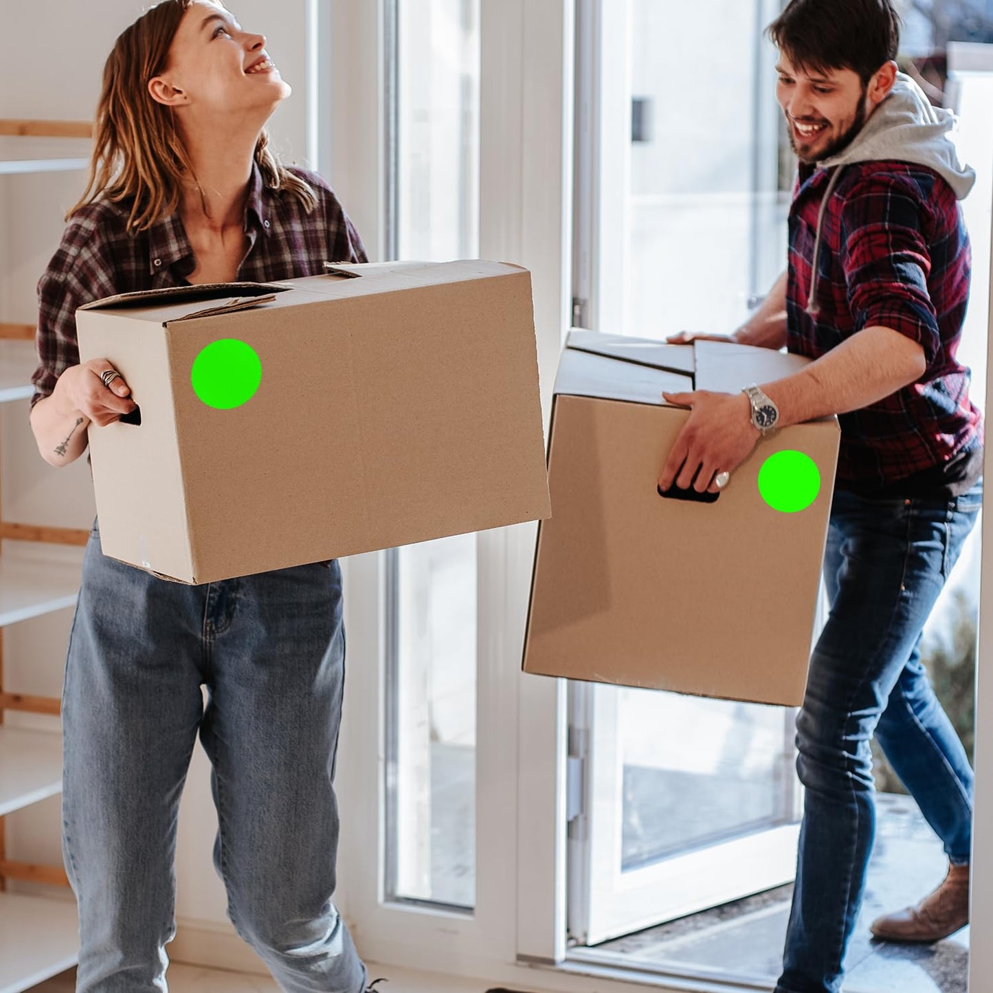ChromaLabel 3 Inch Round Sticker Labels, High Visibility Removable Stickers Label, Easy to Write On Color Coding Labels - 500 Sticky Dots per Roll, Matte Finish Fluorescent Green Dot Stickers 3"