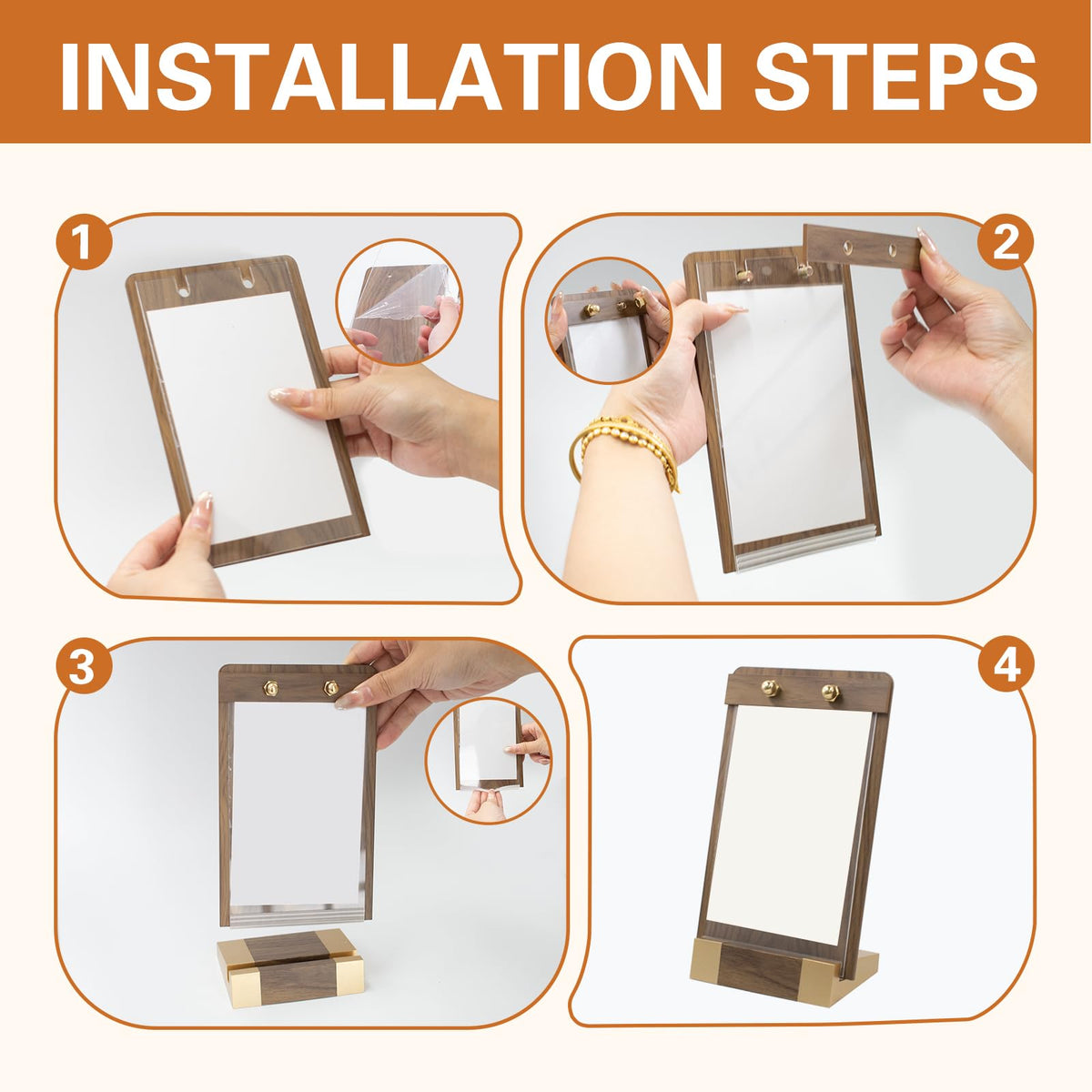 2Pack Acrylic Sign Holder 4x6 Vertical Tabletop Sign Display Frame