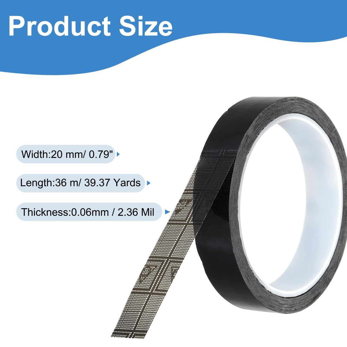 PATIKIL Antistatic Tape, 2.36 Mil Thick, 13/16 Inch x 39 Yards Conductive Adhesive Grid ESD Tape for Circuit Board Laptop Mobile Phone Communication Electronics Parts, Black