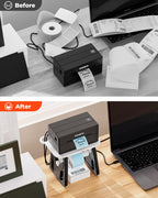 MUNBYN Thermal Label Holder for Rolls and Fanfold Labels Black and White
