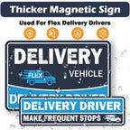 4 Pack Heavy Duty Flex Delivery Driver Car Magnets, Reflective Caution Frequent Stops Magnetic Signs, Flex Driver Accessories Decal Bumper Stickers KS_DeliveryManget_Blue