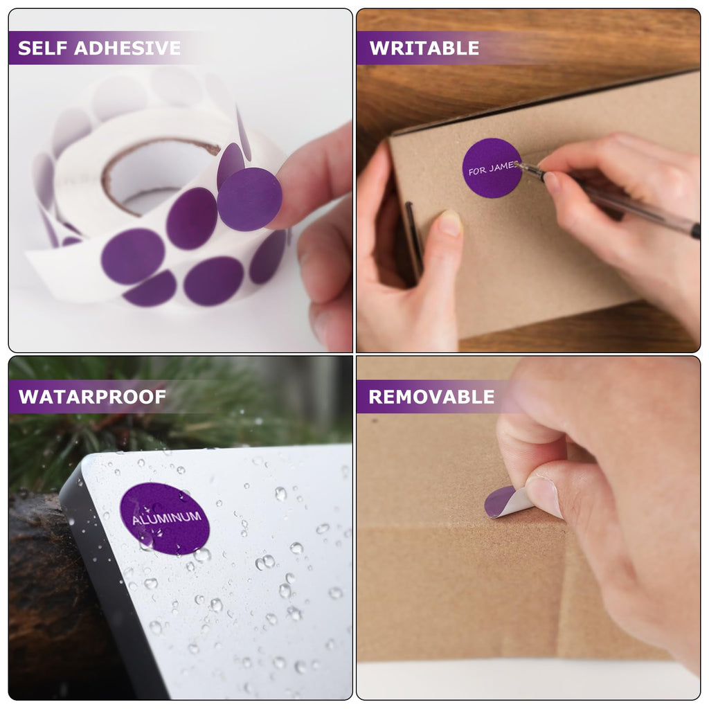 Purple Circle Stickers 3/4 Inch Color Coding Dot Labels 1000 Pcs Purple