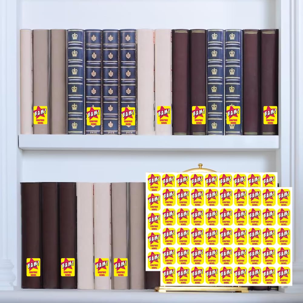 Genre Book Spine Labels | Library Classification Stickers Graphic Novels 450pcs Genre Labels Graphic novels 1"H x 3/4"W