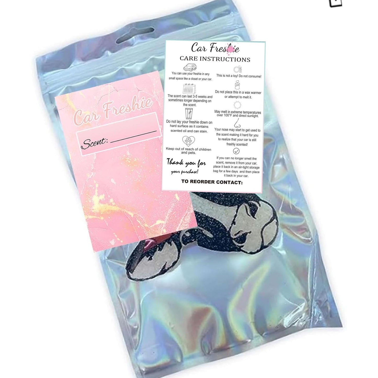 Car Freshiess Insert Cards Freshies Scent Label 4”x6”Care Instruction Cardstock DIY Crafts Label Stickers for Freshies Car Business,Beads and Silicone Molds Supplies 50 Pcs