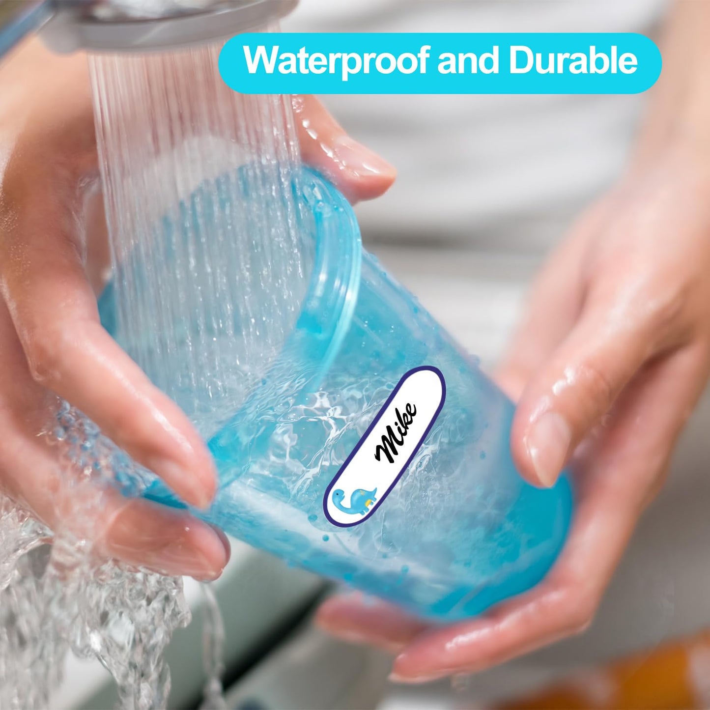 Waterproof Name Labels for Kids School Stuff Supplies - Personalized Dinosaur Name Stickers for Daycare Toddlers Baby Bottle Cups - Stick on Preschool Labels Self Laminating and Washable - Pack of 136