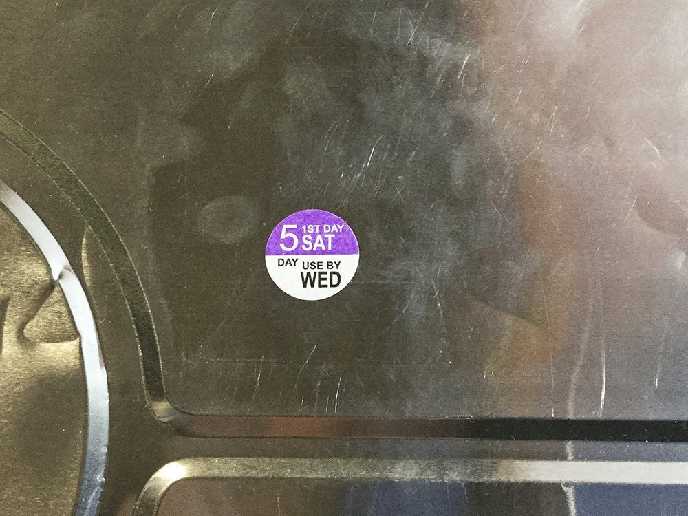Dissolvable Saturday Through Wednesday 5 Day Food Rotation Labels Use by 3/4 Inch 500 Adhesive Stickers