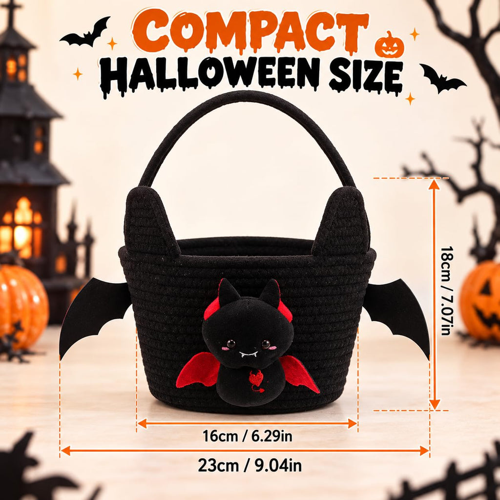 Operitacx Halloween Bat Candy Basket, Trick or Treat Bucket with Handle