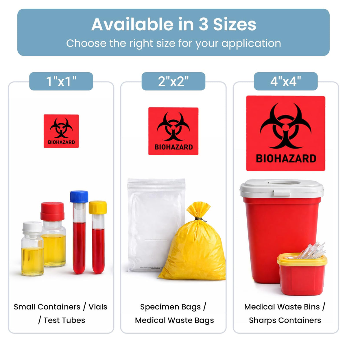 Biohazard Danger Safety Warning Label - 2"x 2" Waterproof Self Adhesive Decal Sign Sticker, High TEMP Resistance (250 PCS/Roll)