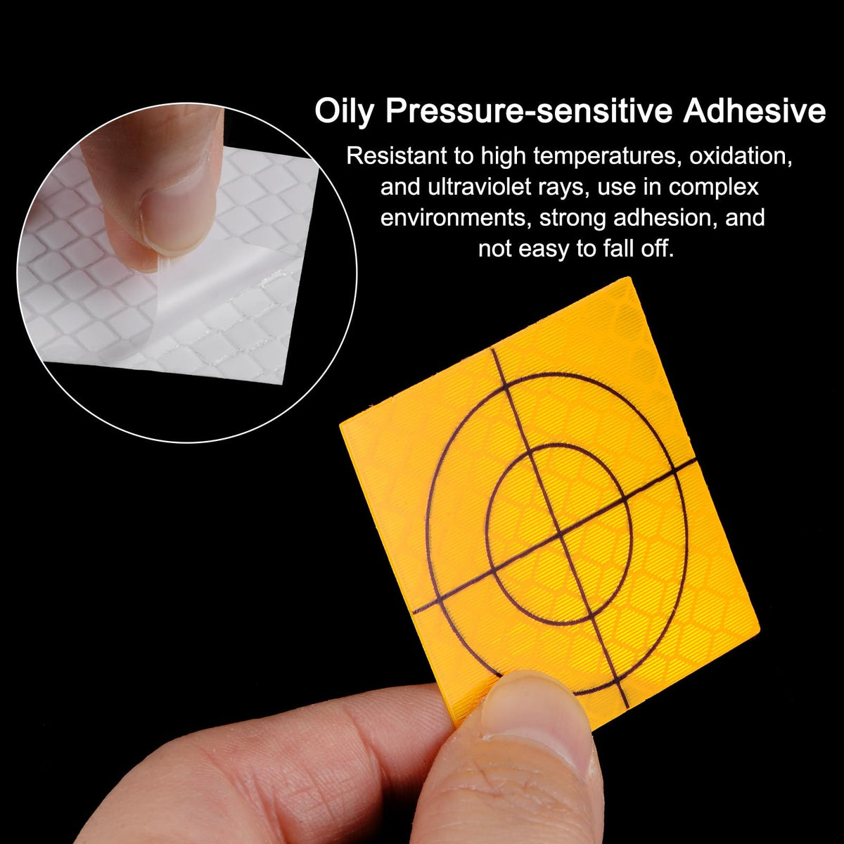 HARFINGTON 30pcs Survey Reflector Sheets 60x60mm Self-Adhesive Reflective Tape Survey Target Mark for Total Stations, Yellow