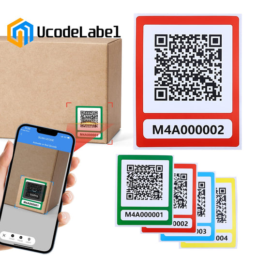 YunBo QR Code Labels Scannable Stickers for Storage Bins—on iOS & Android App（UcodeLabel）- 50 Labels.RED Red-50labels