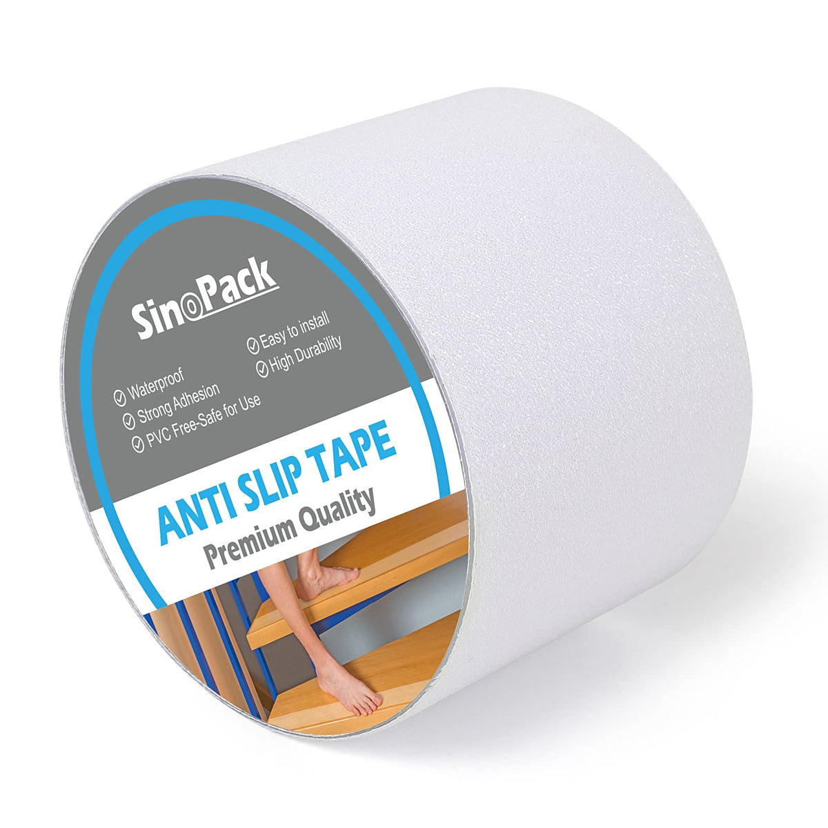 Clear Non Skid Tape 4Inch x 30FT Grip Tape Heavy Duty Waterproof Non Slip Roll Easy to Cut Waterproof for Stairs Safety Non Skid, Comfortable for Bare Foot Clear