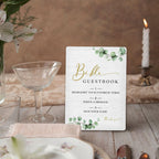 Bible Guest Book Sign 5"X7", Wedding Bible Guest Book Wooden Stand Sign, Wedding Table Decor for Ceremony & Reception (Green Leaves, 5x7 Inch) 5"X7" Green Leaves