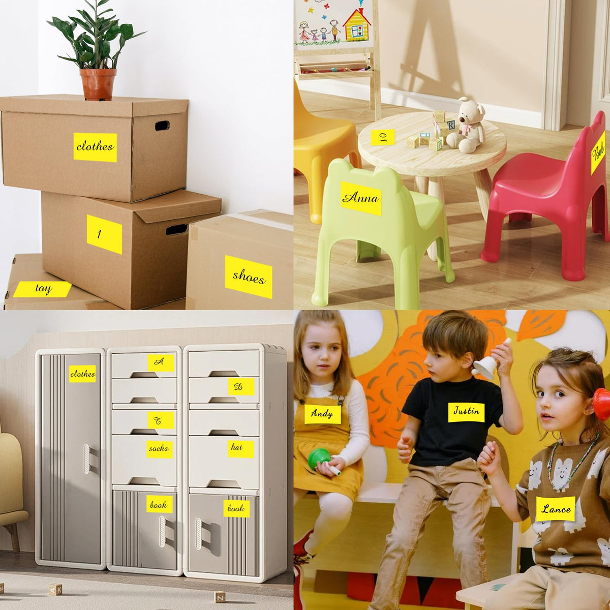 STARLIBOO 3"X5" Rectangle Color Coding Labels, Removable Square Label Inventory Stickers, Permanent Warehouse Moving Box Square Label (250Labels, Yellow) 3*5 inch