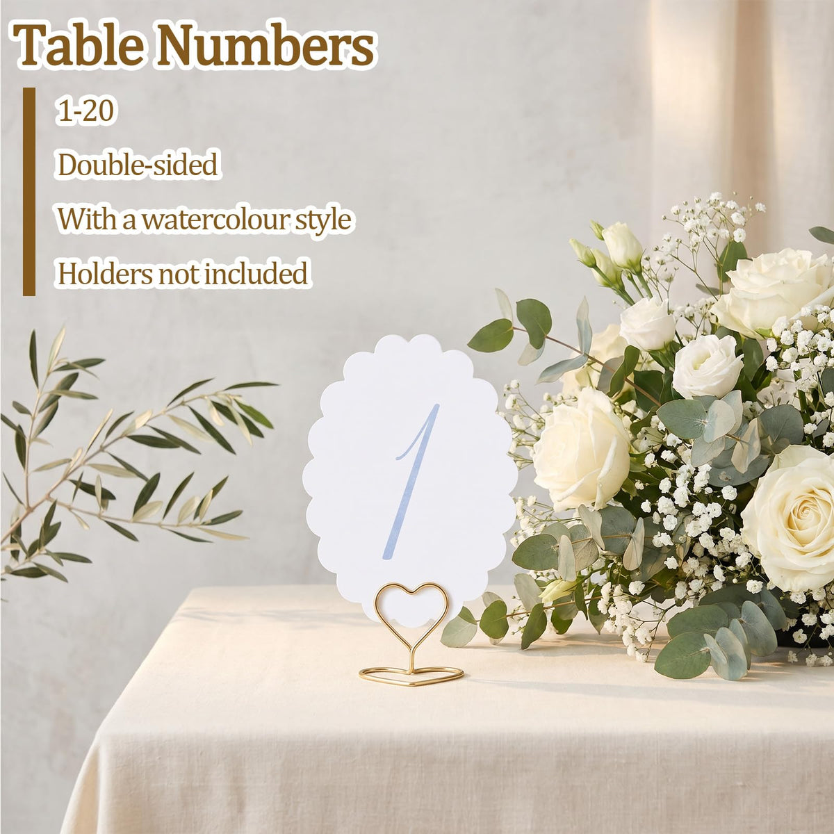 Scalloped Wedding Table Numbers, Banquet Table Numbers 1-20 Decor