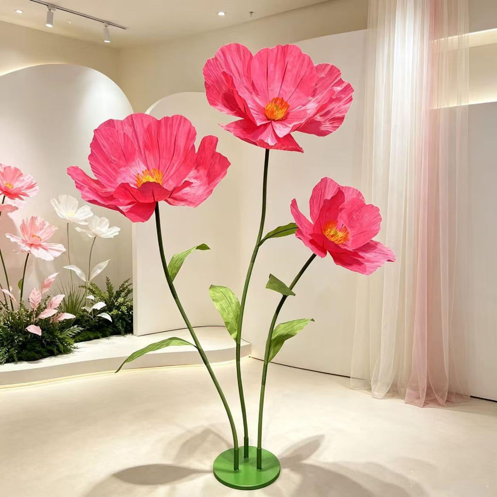 Giant Flower Pole Display Stand Base, 2 Pack Metal Floor Standing Holder White+Green