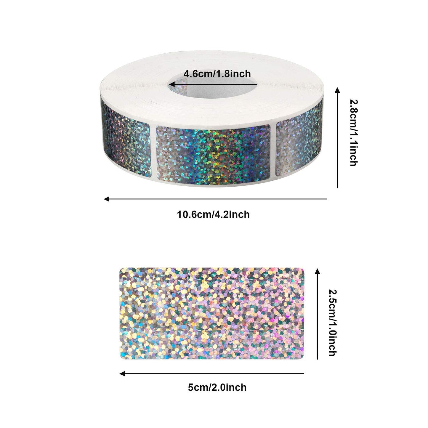 Leinuosen 1000 Pieces Scratch Off Sticker Silver Holographic Sticker DIY Make Your Own Lottery Ticket Gift 2 x 1 Inch Rectangle Glitter Labels for Office Games