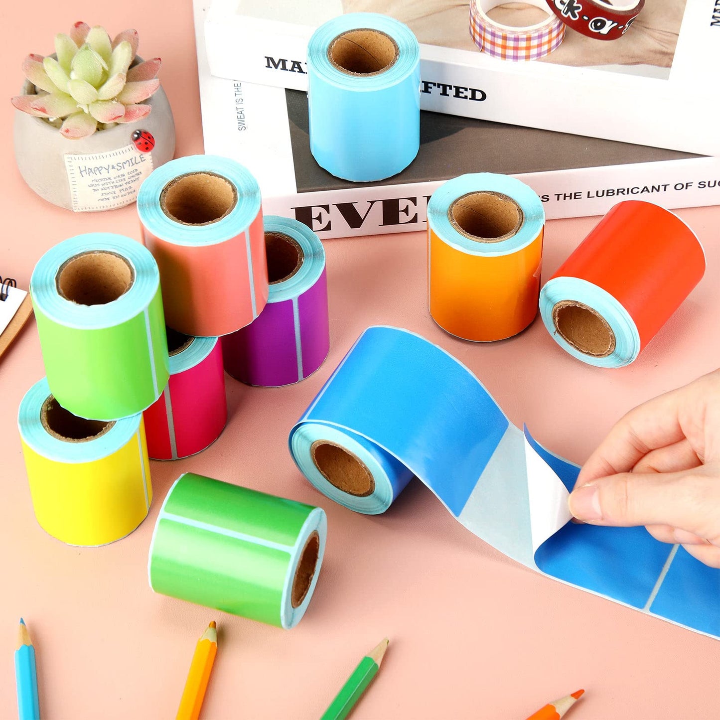 1000 Colored Sticker Rolls - Rectangular Coding Labels in 10 Bright Colors - Self Sticky Folder Labels for Boxes, Folders, Classroom & Home (2 x 3 Inch) 2 x 3 Inch
