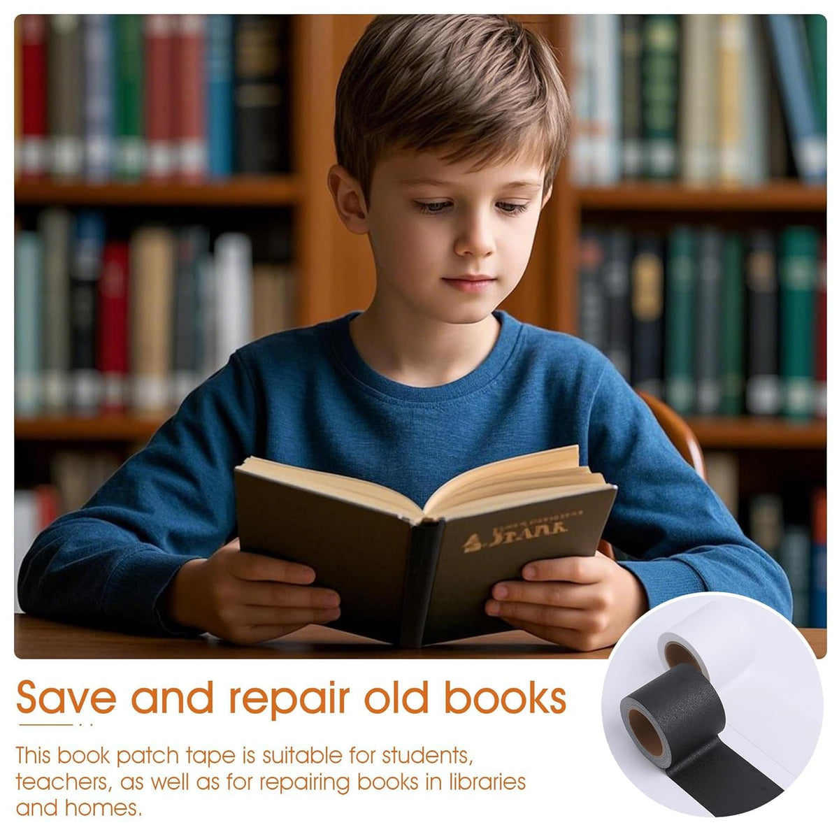 2Inch Wide Self-Adhesive Matte Book Binding Tape - 33 FT Black Cloth Tape | for Repairing/Reinforcing/Protecting Old & Antique Books, Cable Management & Packaging (White White) White White