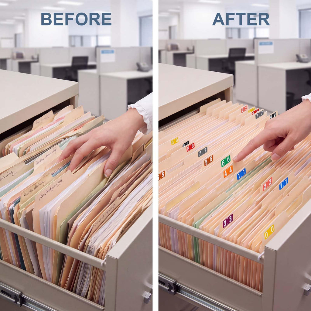 2500 PCS Numeric File Folder Label, Color Coded 0-9 Number Sticker