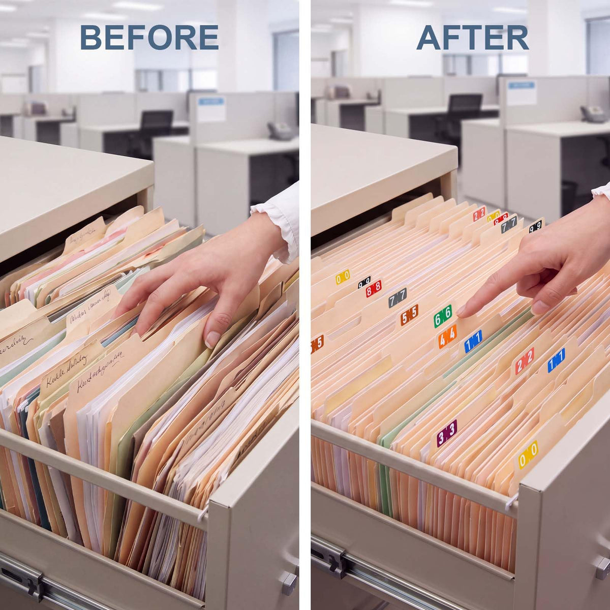 2500 PCS Numeric File Folder Label, Color Coded 0-9 Number Sticker